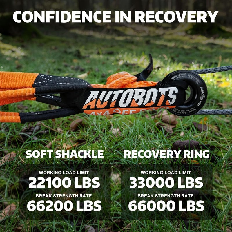 AUTOBOTS Soft Shackle (2PK) 3/4in X 24in Soft Shackle Recovery Kit 66200lbs Max Break Strength + 1 Snatch Recovery Ring Tow Shackles for UTV,ATV,Trucks,Off-Road Vehicles - Image 2